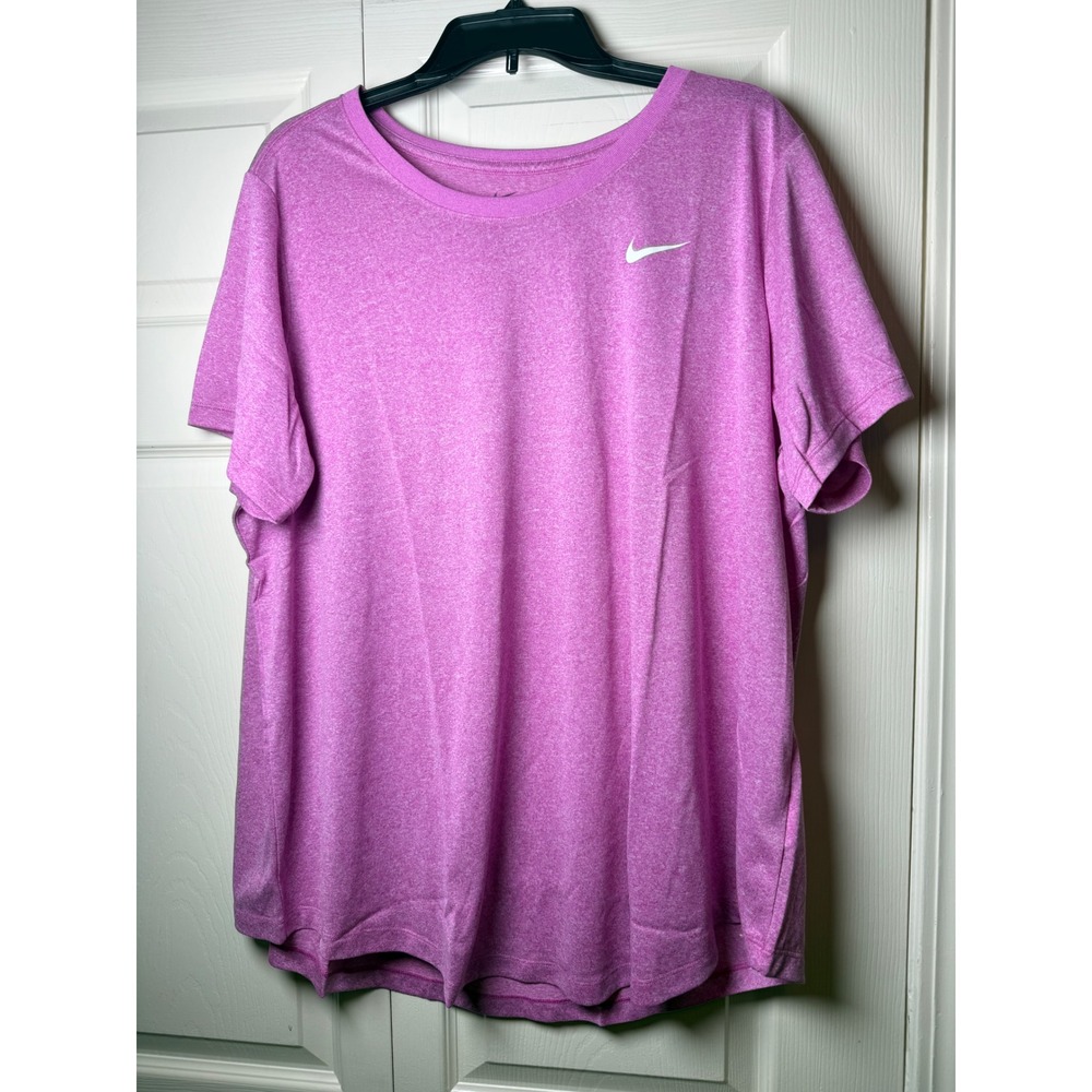 Nike Dri-FIT Womens Training Tee Pink Heather Short Sleeve Shirt Plus Size 2X